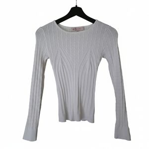 Crave Fame | White Long Sleeve Knit Top S